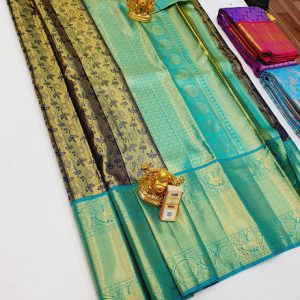 New Design Kanjivaram Pure Wedding Silk Saree Yellow Color w/ Blouse
