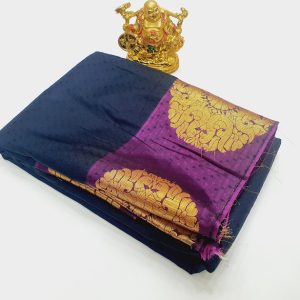 Trendy Design Plain Mphoss Saree Art Silk Dark blue Color