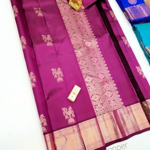 New Trendy Design Pure Kanjivaram Fancy Silk Saree Magenta Color w/ Blouse