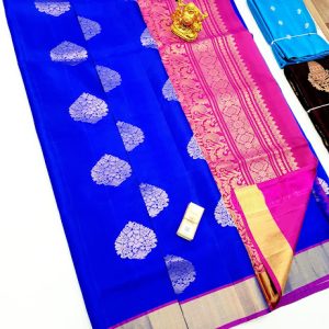 New Design Pure Soft Silks Saree Blue Color w/ Blouse