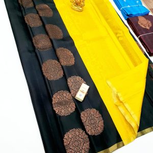 New Design Pure Soft Silks Saree Bottle Green Color w/ Blouse