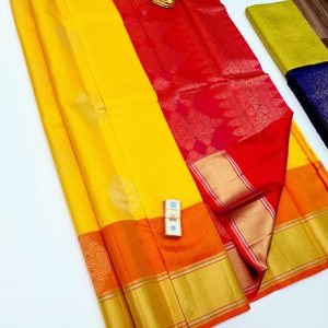 Latest Beautiful Design Pure Soft Silks Saree Butter Yellow Color w/ Blouse