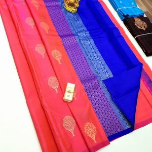 Latest Design Pure Soft Silks Saree Double Shade(Pink, Red) Color w/ Blouse
