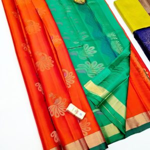 Latest & Trendy Design Pure Soft Silks Saree Fanta Orange Color w/ Blouse