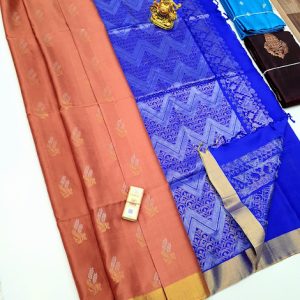 Latest Design Pure Soft Silks Saree Peach Color w/ Blouse