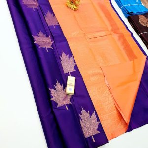 New Trendy Design Pure Soft Silks Saree Purple Color w/ Blouse