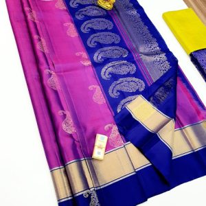 New Trendy Design Pure Soft Silks Saree Purple Color w/ Blouse
