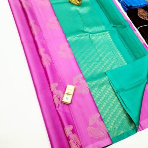 Beautiful Design Pure Soft Silks Saree Rose Milk Color w/ Blouse