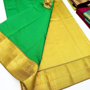 High Fancy Kanjivaram Silk Saree Mix Green Color