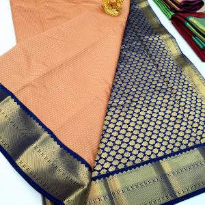 Trendy High Fancy Kanjivaram Silk Saree Mix Peach Color
