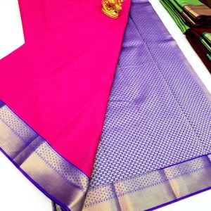 Latest Design High Fancy Kanjivaram Silk Saree Mix Rose Color w/ Blouse