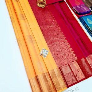 New Design Pure Kanjivaram Fancy Silk Saree Sandal Color w/ Blouse