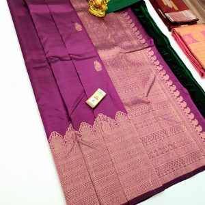 Pure Kanjivaram Fancy Silk Saree Violet Color w/ Blouse