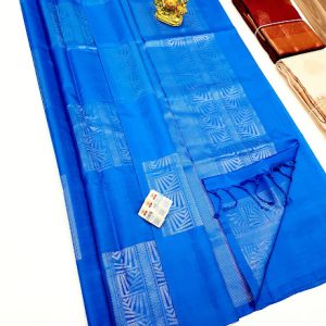 Beautiful Design Pure Soft Silks Saree Blue Color with Blouse