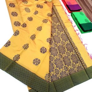 Butta Mphoss Saree Cream Yellow Color w/ Blouse