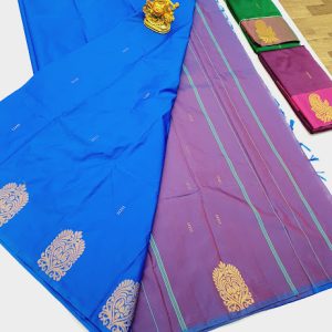 New Design Butta Mphoss Saree Blue Color w/ Blouse