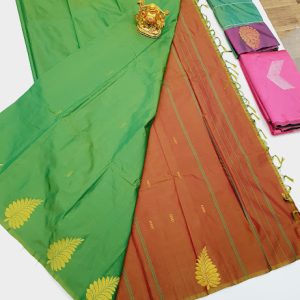 New Design Kanjivaram Semi Silk Saree Parrot Green Color w/ Blouse