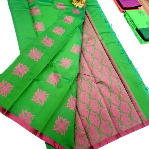Butta Mphoss Saree Parrot Green Color w/ Blouse