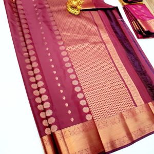 High Fancy Kanjivaram Silk Saree Mix Bottle Green, Kumkum Red, Apple Red, Blue Color