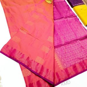 K.M.D Soft 75% Pure Silk Saree Double Shade Color w/ Blouse