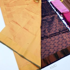 Latest Design K.M.D Soft 75% Pure Silk Saree Gold Color w/ Blouse