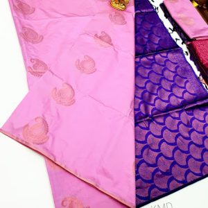 New Design K.M.D Soft 75% Pure Silk Saree Lotus Color w/ Blouse