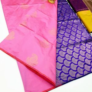 K.M.D Soft 75% Pure Silk Saree Lotus Color w/ Blouse