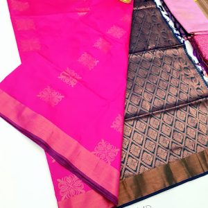 K.M.D Soft 75% Pure Silk Saree Rose Color w/ Blouse