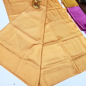 Kanjivaram Semi Silk Saree Gold Color w/ Blouse