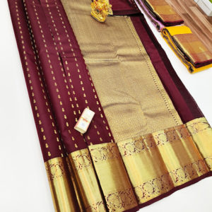 Trendy Design Kanjivaram Pure Wedding Silk Saree Dark Red Color w/ Blouse