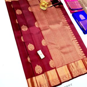 New Design Pure Kanjivaram Fancy Silk Saree Arakku Red Color