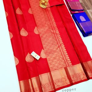 New Design Pure Kanjivaram Fancy Silk Saree Chilli Red Color