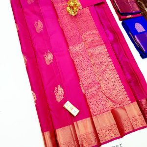 Trendy Design Pure Kanjivaram Fancy Silk Saree Pink Color