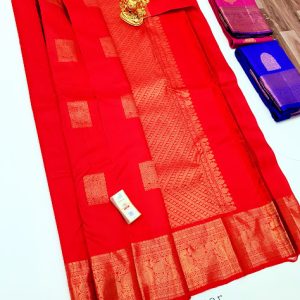 Pure Kanjivaram Fancy Silk Saree Red Color w/  Blouse