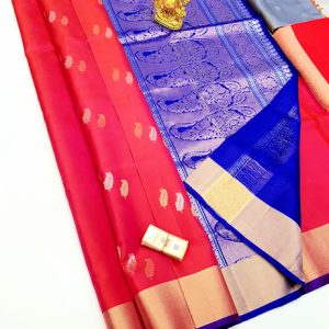 New Design Pure Soft Silk Saree Dark Pink Color w/ Blouse