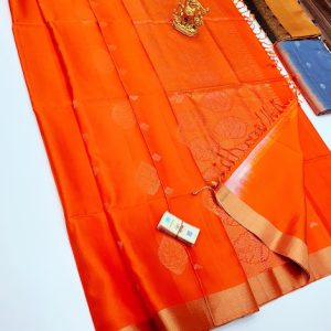 Trendy Design Pure Soft Silk Saree Fanta Orange Color w/ Blouse
