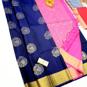 New Design Pure Soft Silk Saree Ink Blue Color w/ Blouse