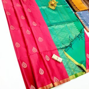New Design Pure Soft Silk Saree Magenta Color w/ Blouse