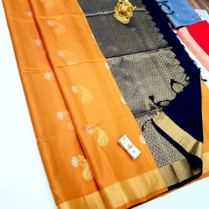 Beauti Design Pure Soft Silk Saree Mustard Color w/ Blouse
