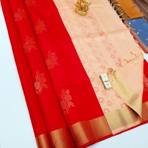 New Design Pure Soft Silk Saree Red Color w/ Blouse
