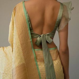 Bow Designer Blouse Soft Green Color