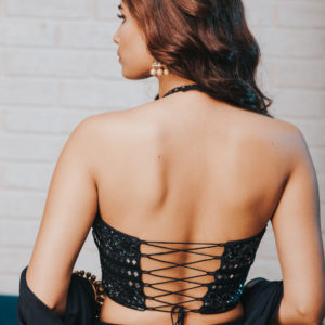 Criss-cross Black Color Party & Designer Blouse