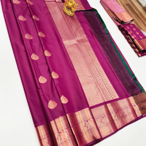 Trendy Design High Fancy Kanjivaram Silk Saree Mix Magenta Pink Color