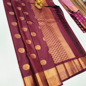 Trendy Design High Fancy Kanjivaram Silk Saree Mix Red Color