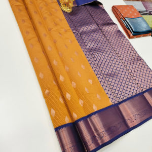 High Fancy Kanjivaram Silk Saree Mix Mustard Color