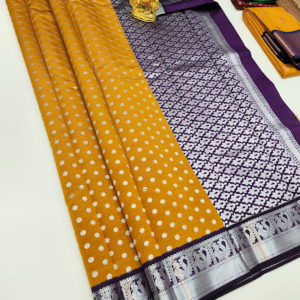 High Fancy Kanjivaram Silk Saree Mix Yellow Color