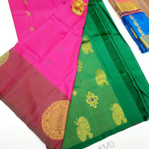 Trendy New Design K.M.D Soft 75% Pure Silk Saree Dark Rose Color w/ Blouse