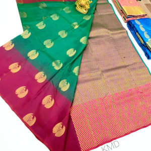 K.M.D Soft 75% Pure Silk Saree Green Color w/ Blouse