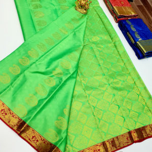 New Design K.M.D Soft 75% Pure Silk Saree Light Green Color