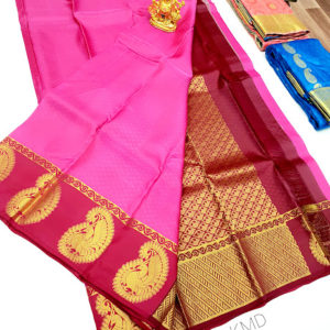 Mango Design K.M.D Soft 75% Pure Silk Saree Pink Color
